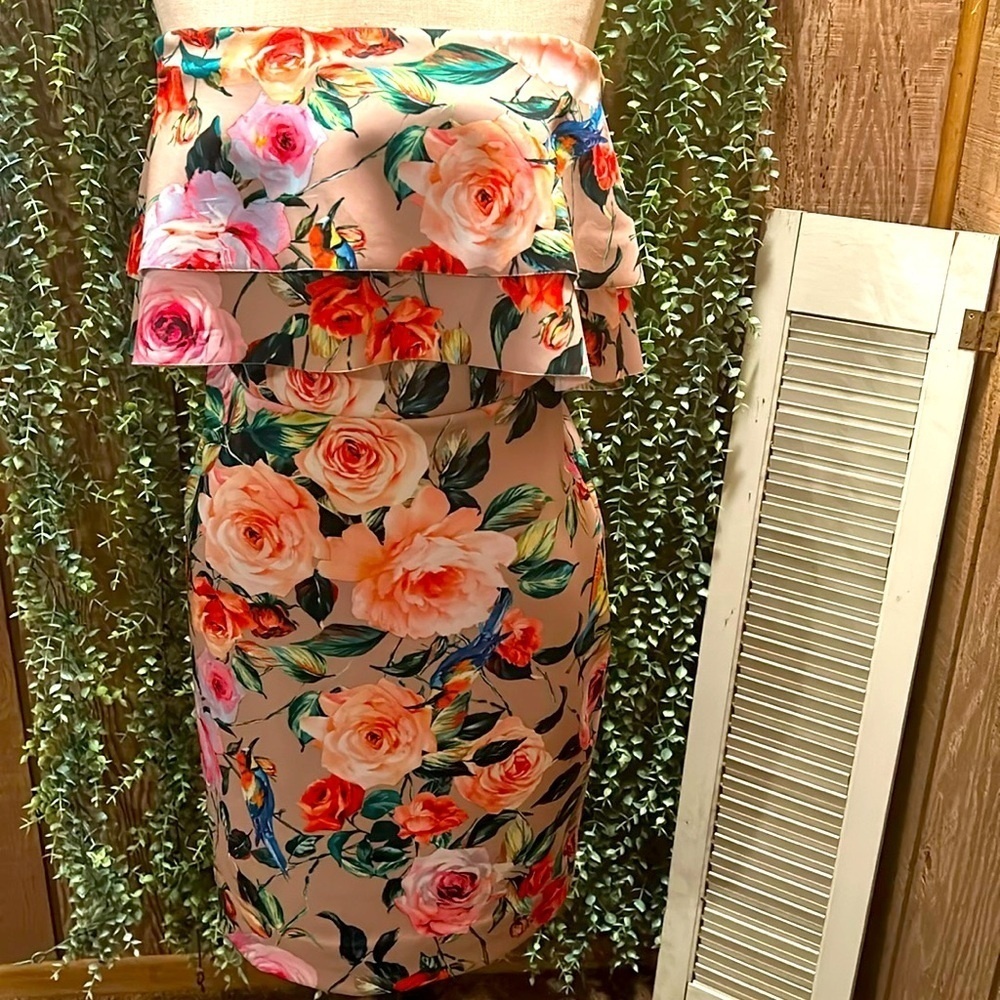 Strapless Floral Dress Size 4